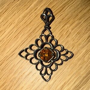 Vintage Silpada sterling silver yellow topaz pin brooch pendant S1222